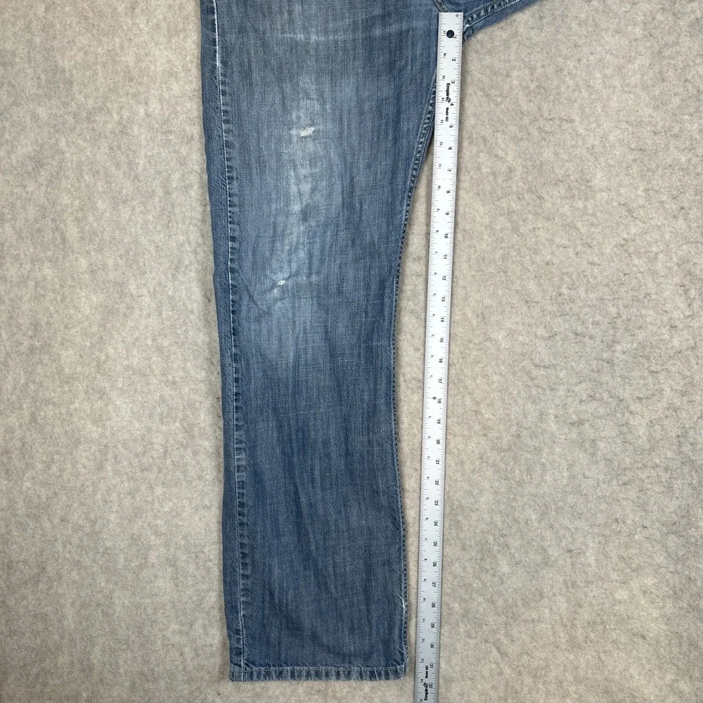 Levis 569 Loose Straight Mens Jeans 34x34 Light Wash Blue Distressed Baggy Denim